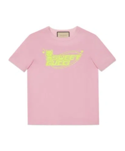 Gucci Sweet -print Cotton T-shirt In Pink