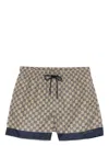 Gucci Printed Poplin Technology Swimming Shorts In Beige