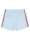 Gucci Striped Swim Shorts Elastic Waistband In Blue