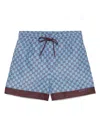 Gucci Printed Poplin Tech Swim Shorts In Red