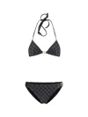 Gucci Gg Pattern Halter Neck Triangle Top Swimsuit In Black