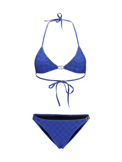 Gucci Swimsuit Gg Pattern In Blue