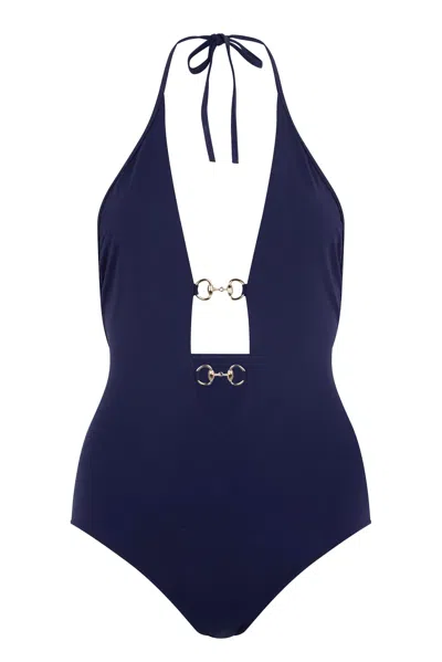 Gucci Swimsuit With Horsebit Details In Animal Print