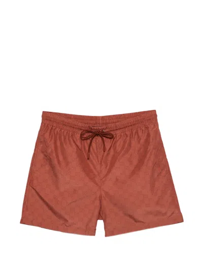 Gucci Allover Gg Print Drawstring Shorts For Men In Red