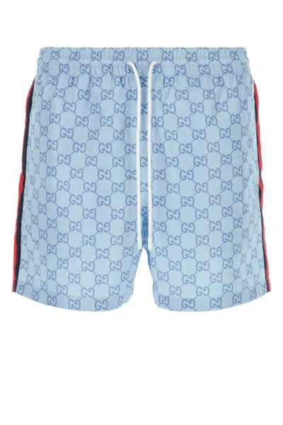 Gucci Striped Swim Shorts Elastic Waistband In Printed
