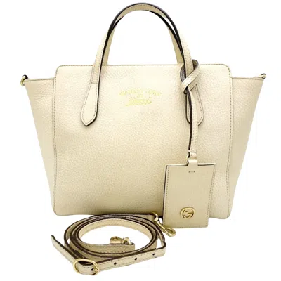 Gucci Swing Ecru Leather Shoulder Bag ()