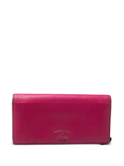 Pre-owned Gucci Swing Leather Wallet In Pink