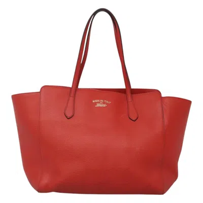 Pre-owned Gucci Swing Red Leather Tote Bag ()