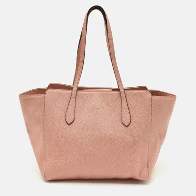 Pre-owned Gucci Swing Small Pink Leather Tote