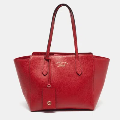 Pre-owned Gucci Swing Small Red Leather Tote