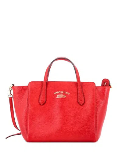 Pre-owned Gucci Swing Tote Leather Mini Crossbody Bag In Red