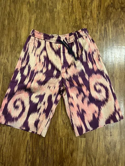 Pre-owned Gucci Swirl Jacquard Jogger Shorts In Purple/beige