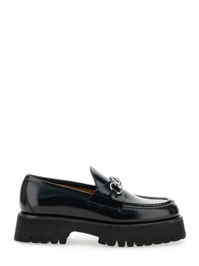 GUCCI GUCCI 'SYLKE' BLACK LOAFERS WITH CHUNKY PLATFORM AND HORSEBIT DETAIL IN LEATHER WOMAN
