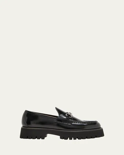 Gucci Sylke Leather Bit Loafers In Black
