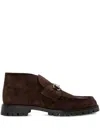 Gucci Men's Sylke Suede Bit Lug-sole Chukka Boots In Brown