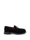 Gucci Suede Loafers Featuring Metallic Buckle In Black