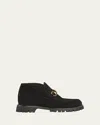 Gucci Sylke Suede Bit Moccasin Booties In Nero
