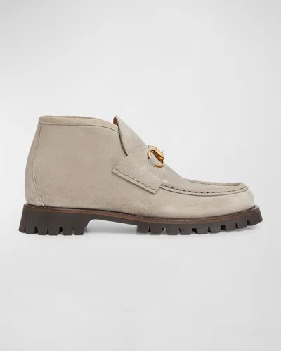 GUCCI SYLKE SUEDE BIT MOCCASIN BOOTIES
