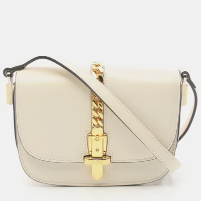 Pre-owned Gucci Sylvie 1969 Shoulder Bag Leather Off White