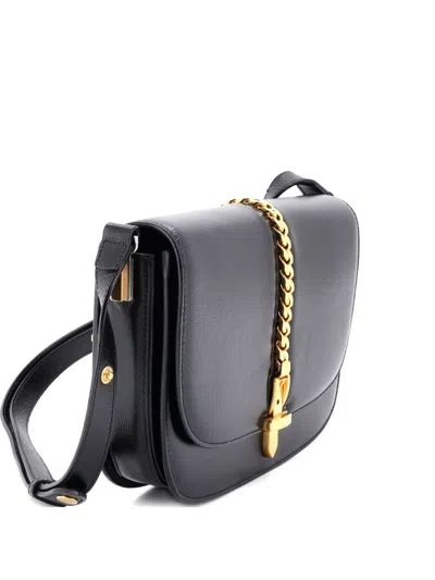 Pre-owned Gucci Sylvie 1969 Shoulder Bag Leather Small Crossbody Bag In Black