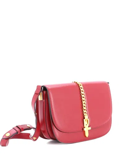 Pre-owned Gucci Sylvie 1969 Shoulder Bag Leather Small Crossbody Bag In Red