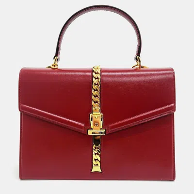 Pre-owned Gucci Sylvie 1969 Top Handle Bag (602781) In Red
