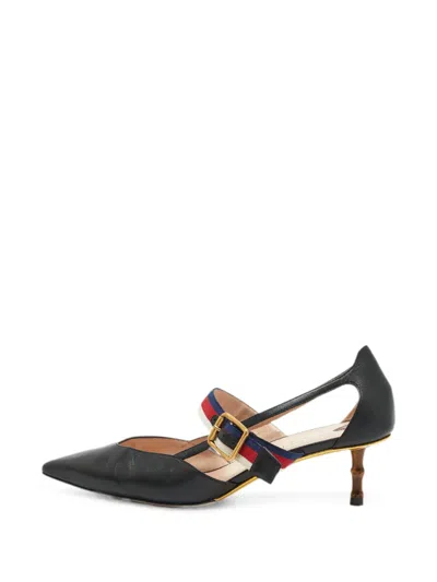 Pre-owned Gucci Sylvie Bamboo Pumps In Black