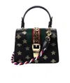 Gucci Sylvie Bee Star Mini Leather Bag In Black