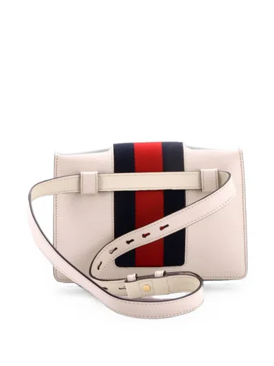 Pre-owned Gucci Sylvie Belt Bag Leather Shoulder Bag In 白色