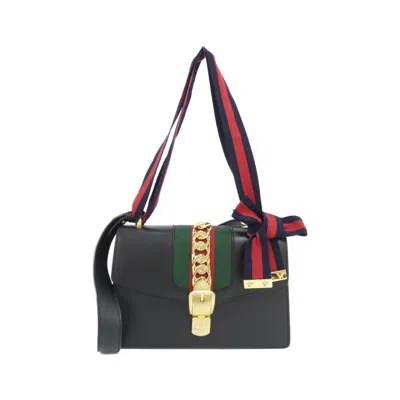 Pre-owned Gucci Sylvie Black Leather Shoulder Bag ()
