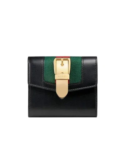 Gucci Sylvie Buckle Wallet In Black