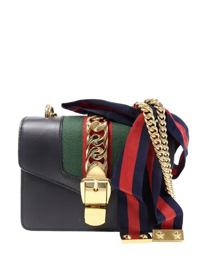 Pre-owned Gucci Sylvie Chain-link Shoulder Bag In Black