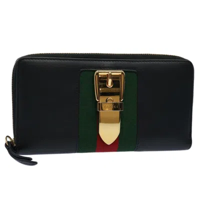 Pre-owned Gucci Sylvie Continental Wallet Leather Black Leather Wallets Accessory ()