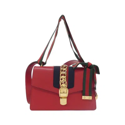 Pre-owned Gucci Sylvie Gold Leather Shoulder Bag ()