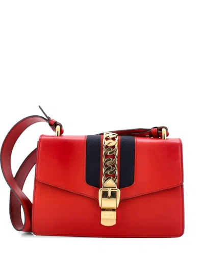 Pre-owned Gucci Sylvie Leather Small Shoulder Bag In Red
