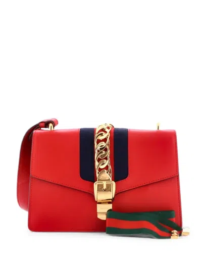 Pre-owned Gucci Sylvie Leather Small Shoulder Bag In Red