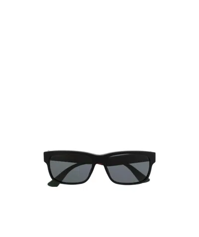 Gucci Sylvie Rectangle-frame Web-detail Sunglasses In Black