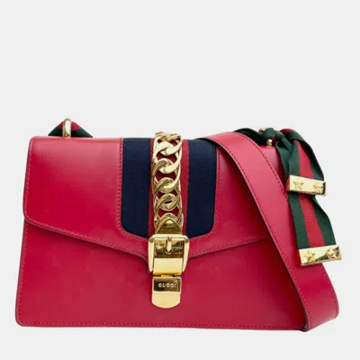 Pre-owned Gucci Sylvie Red Calf Leather Bag