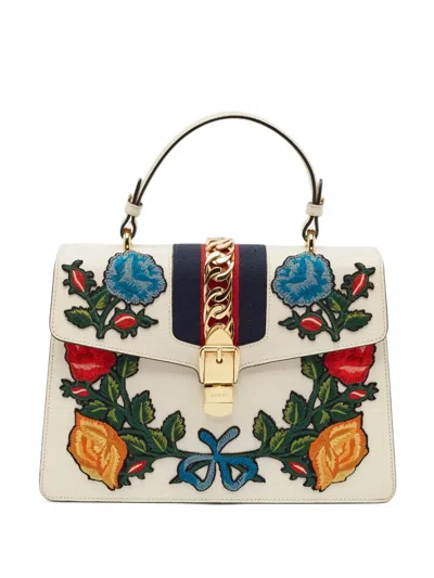 Pre-owned Gucci Sylvie Satchel Bag In Neutrals