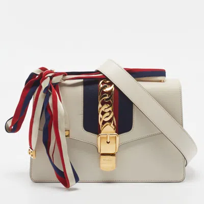 Pre-owned Gucci Sylvie Small White Leather Shoulder Bag