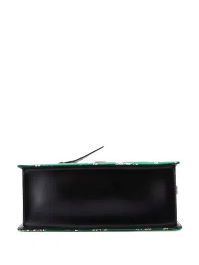 Pre-owned Gucci Sylvie Top Handle Bag Floral Jacquard Medium Satchel In Green