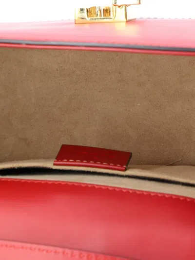 Pre-owned Gucci Sylvie Top Handle Bag Leather Mini Satchel In Red
