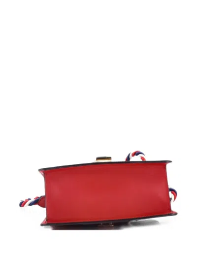 Pre-owned Gucci Sylvie Top Handle Bag Leather Mini Satchel In Red