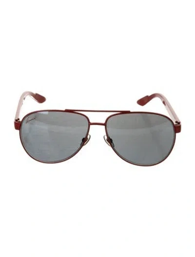 Pre-owned Gucci Sylvie Web Accent Aviator Sunglasses In Red