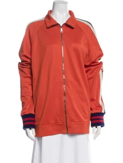 Pre-owned Gucci Sylvie Web Accent Bomber Jacket In Orange