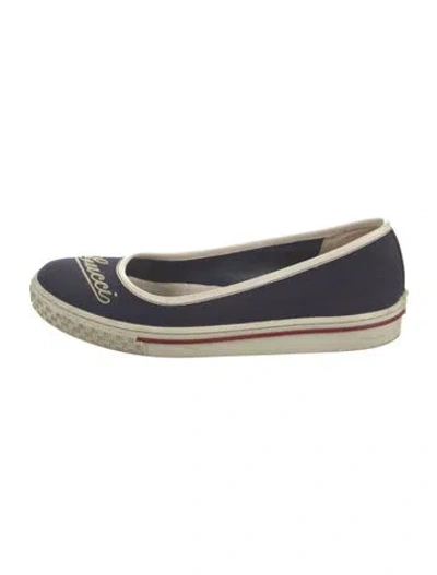 Pre-owned Gucci Sylvie Web Accent Canvas Espadrilles In Blue