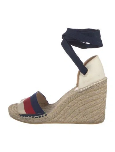 Pre-owned Gucci Sylvie Web Accent Canvas Espadrilles In Multi