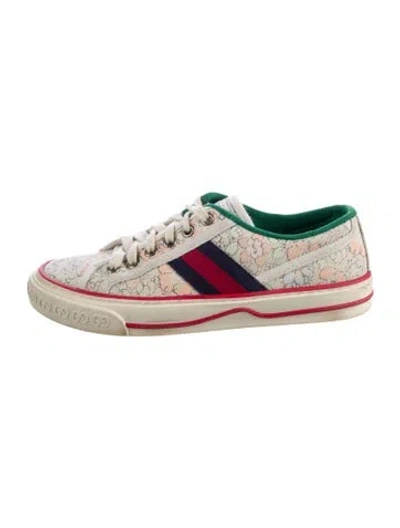 Pre-owned Gucci Sylvie Web Accent Canvas Sneakers In Neutral