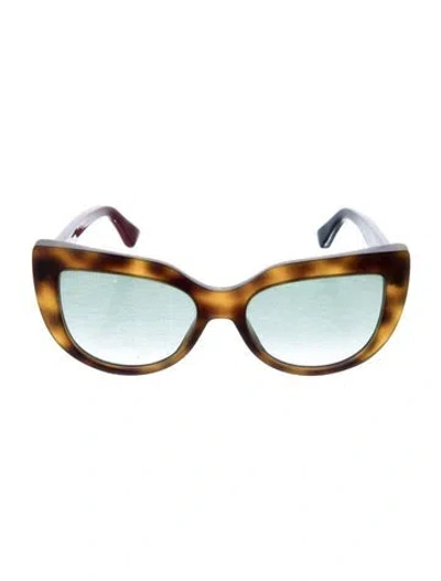 Pre-owned Gucci Sylvie Web Accent Cat-eye Sunglasses In Brown