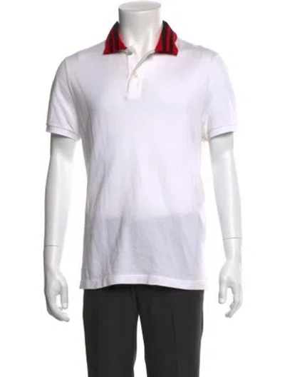 Pre-owned Gucci Sylvie Web Accent Collar Polo Shirt In White